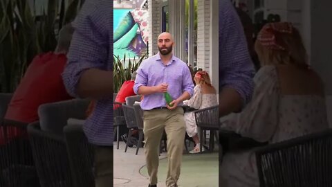 Public Prank 😂 Waiter Smashes Bottle on Customers Head! 😱 #shorts #prank