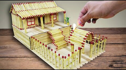 Making a Match House Fire at Home - Match Stick Art - MatchStick House