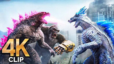 Godzilla & Kong Vs Shimo & Skar King - Fight Scene | GODZILLA X KONG THE NEW EMPIRE Movie CLIP 4K