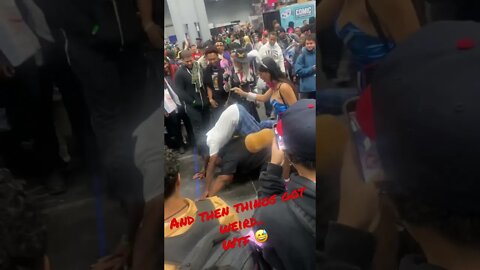 Anime NYC 2022 Dude pays Girl to step on him #anime #animenyc #ecchi