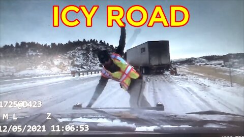 Trooper took tumble on an icy road. 12.05.2021 — MONTANA, USA