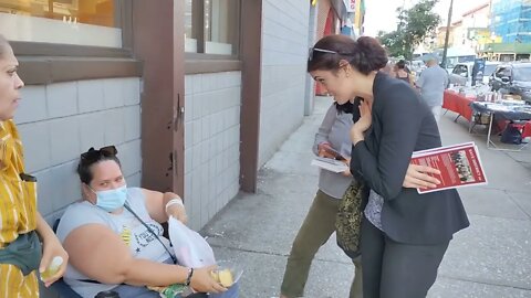 The NY-10 Benine Hamdan @najimbenine Canvassing Voter Outreach in Sunset Park 5th Avenue 8/27/2022