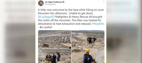 Hiker rescued on Lone Mountain after overheating