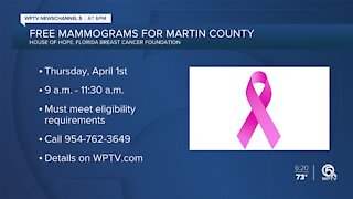 Free mammograms offered to Martin County women on April 1