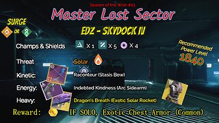 Destiny 2 Master Lost Sector: EDZ - Skydock IV on my Arc Hunter 2-11-24