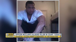 Officer McClain's alleged killer in court today