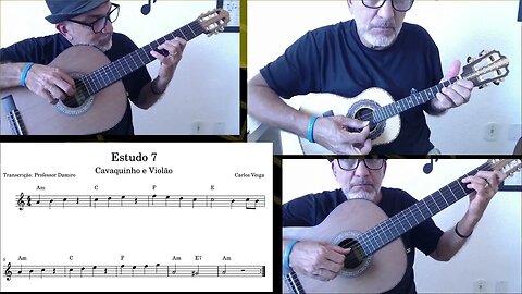 Estudo 7/20 de partitura para cavaquinho e violão