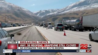 I-5 S at the base of the Grapevine will reopen late Tuesday morning