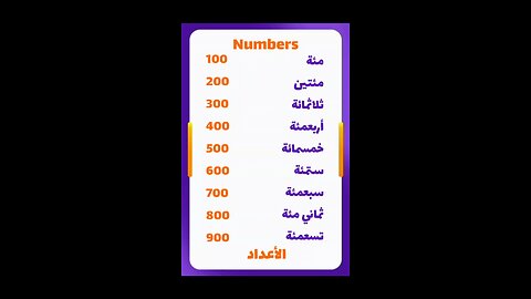 100to900 in Arabic