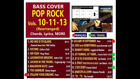 Bass cover POP ROCK Vols. 10+11+13 (Rearranged) _ Chords, Lyrics, MORE