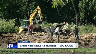12 horses, 2 dogs killed in Depew Barn