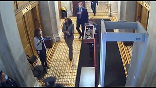 Sen. Kamala Harris exiting the Capitol at 11:21 a.m. on January 6.