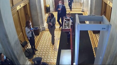 Sen. Kamala Harris exiting the Capitol at 11:21 a.m. on January 6.
