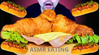 ASMR MUKBANG,Hot dog,Ham Sandwich Croissants,So yummy,Asmr eating