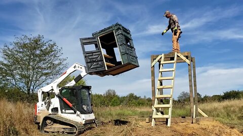 Affordable deer blind & deer tower setup; Southern Illinois land farm vlog