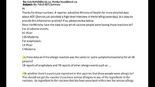 BC, Canada ANOTHER NEW RECENT FOIP Shows Organized Cover Up Of Vax Injuries By Bonnie Henry Etc