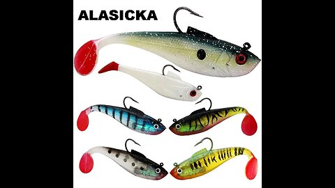 ALASICKA 5/8.5/11.5CM Head Soft Bait T tail Wobbler Fishing Lure