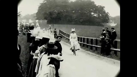 June 1899 Victorian Time Machine - Ladies Cycling Display in London (Restored Film)