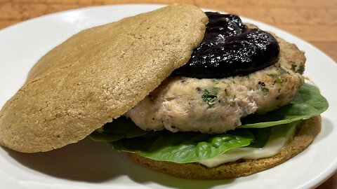 Chicken Burgers With Grain Free Buns & Blueberry BBQ Sauce