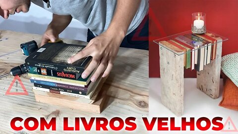 Como Fazer Um banco/bidê usando Livros Velhos e Madeira Reciclada. woodworking