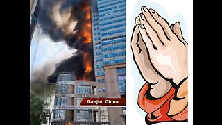 Fire engulfs a building in Tianjin China- no casualties reported