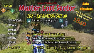 Destiny 2 Master Lost Sector: EDZ - Excavation Site XII on my Solar Hunter 5-8-23