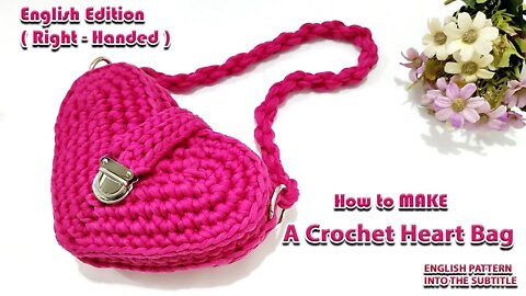How to make a crochet heart bag ( right - handed ) - crafting wheel.