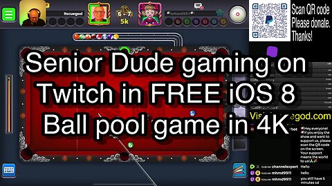 Senior Dude gaming on Twitch in FREE iOS 8 Ball pool game in 4K 🎱🎱🎱 8 Ball Pool 🎱🎱🎱[WeekendReRun]