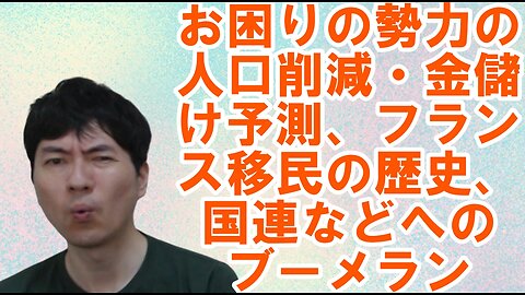 お困りの勢力の人口削減・金儲け予測、フランスのお困りな移民の歴史、国連などへのブーメランetc 焦りを見せる世界のお困りの勢力・中国と覚悟が必要な日本 その103