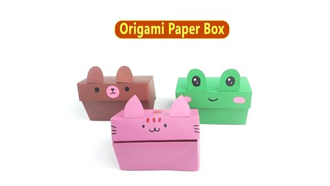 Origami Box Pusheen Cat, Bear, Frog - Easy Paper Crafts
