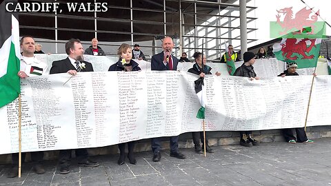 ’’Naming the Dead’ in remembrance of Gazans, Senedd, Cardiff Bay - 2