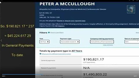 Why was Dr. Peter McCullough paid $1.5 million by Astra Zeneca?
