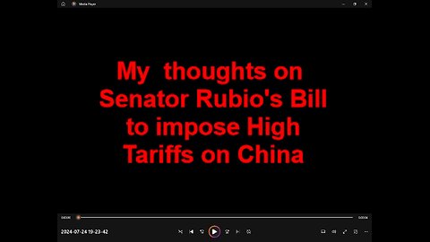 Updated My thoughts on Senator Rubio's Bill To impose High tariffs on China.