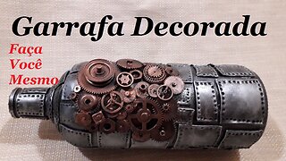 GARRAFA DECORADA COM ENGRENAGENS DE RELÓGIOS - RECICLANDO GARRAFA DE VIDRO @lucibuzo ​ ​