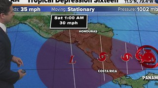 Late-season tropical depression forms in the Caribbean