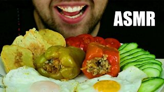 ASMR FRIED EGGS + STUFFED PEPPERS + PANCAKES + VEGETABLES | EATING SOUND (NO TALKING) 🎧 BEST SOUND