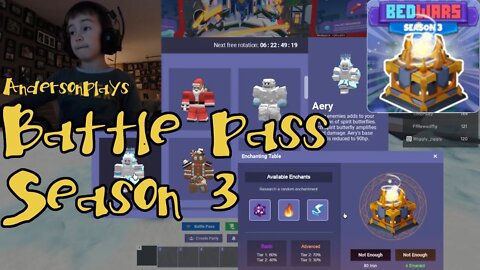 AndersonPlays Roblox BedWars 🎄 [SEASON 3!] - New Battle Pass Season 3 Update Enchant Table Gameplay