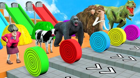 Layers Roll Game Mammoth Elephant Cow Scary Teacher 3D Gorilla Animals