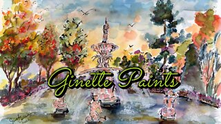 Savannah Georgia Forsyth Park Ginette Paints Watercolors & Ink