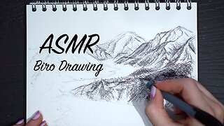 ASMR Quiet Sketching (No Talking) | Biro Mountain Landscape