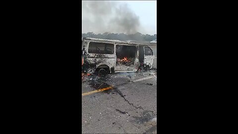 VIDEO: Fourteen Rescued As Bus Bursts Into Flames On Lagos-Ibadan Expressway