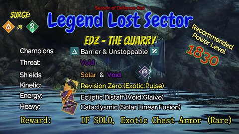 Destiny 2 Legend Lost Sector: EDZ - The Quarry on my Void Hunter 5-10-23