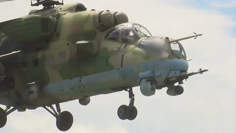 Combat work of the Mi-35 attack helicopter in the Kharkiv direction