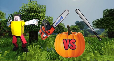 Minecraft. Chainsaw vs Baseball Bat. Pumpkin Test