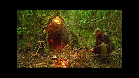 Build survival shelter in the wild jungle feed the camp from natural herbs
