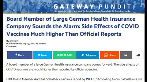 Large German Health Insurance Company Sounding Alarm On Vaccine Side Effects