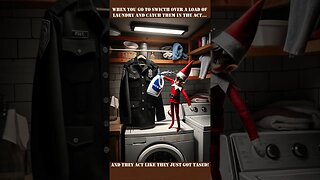 Elf on the Mischief Patrol 🧝‍♂️🚓 #ElfOnAShelf #LaundryDayMayhem #MischiefMaker #CopHumor #MemeMagic