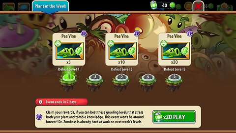 Plants vs Zombies 2 - Plant of the Week - Pea-Vine - March 2024