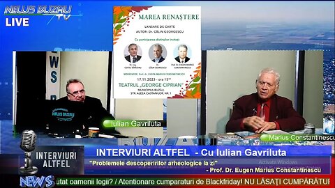 LIVE - TV NEWS BUZAU - INTERIURI ALTFEL, cu Iulian Gavriluta. Descoperirile arheologice la zi ...