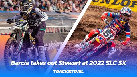 Watch Justin Barcia take out Malcolm Stewart at 2022 Salt Lake City Supercross